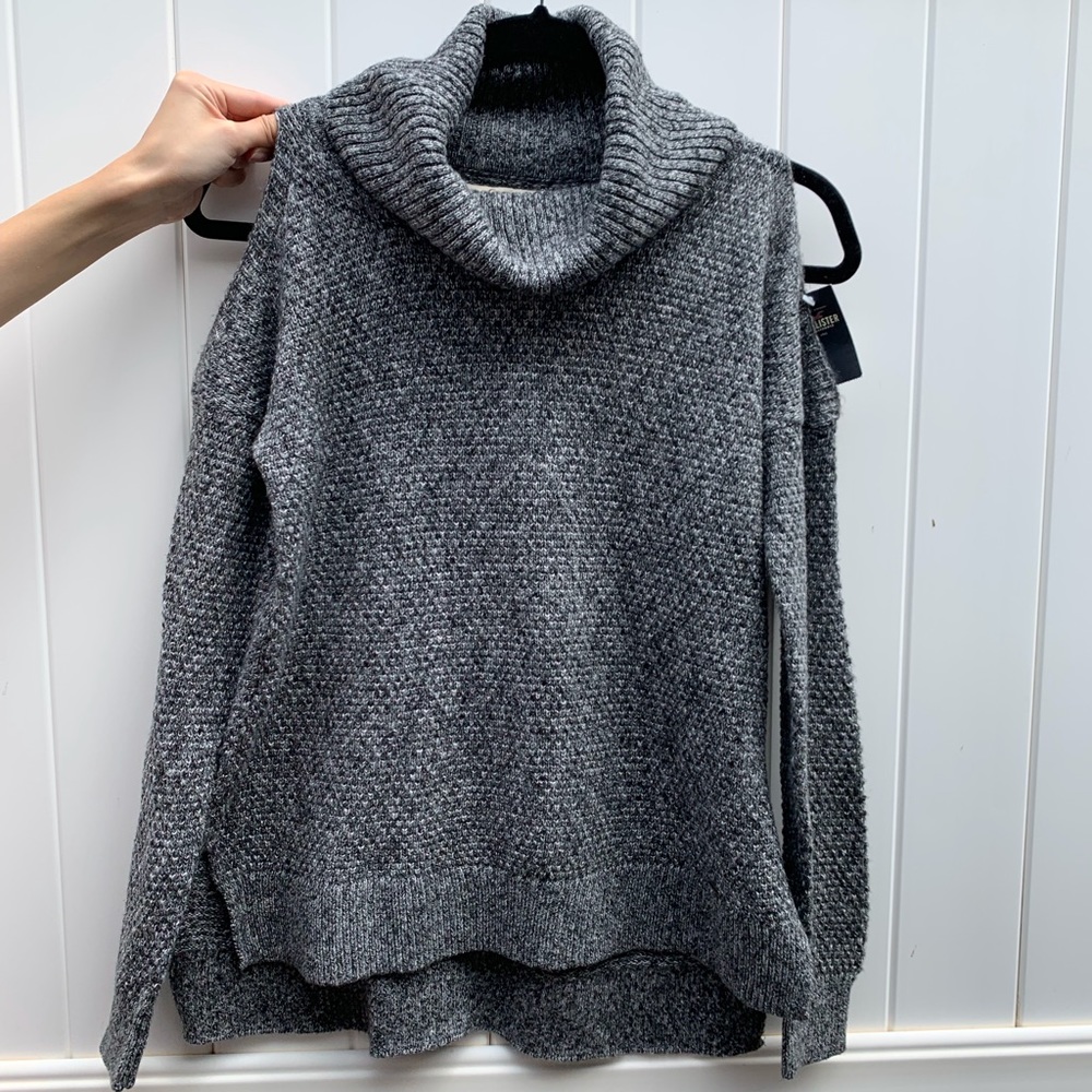 Gray turtleneck sweater